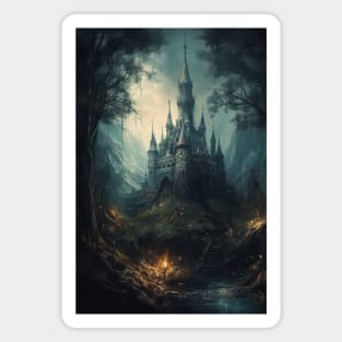 Gothic Futurism Castle in the Old Ancient Forest Magnet